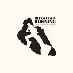 Ultra Trail running logo vector illustration on white background