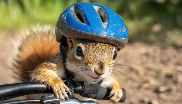 Mini technology adventure kids and a squirrel creature riding bikes in nature captivating fun and imagination