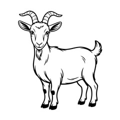 A goat illustration vector style coloring page 