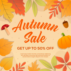 autumn sale banner promotion illustration in gradient