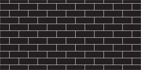 Abstract bathroom wall and floor brick wall texture background. black brick vector illustration texture of the wall with masonry Bricks laid in rows background.	