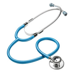 3d medical stethoscope with blue tubing isolated on transparent background