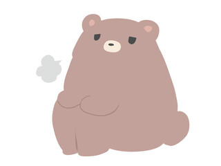 くま 座ってため息 主線なし