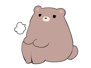 くま 座ってため息