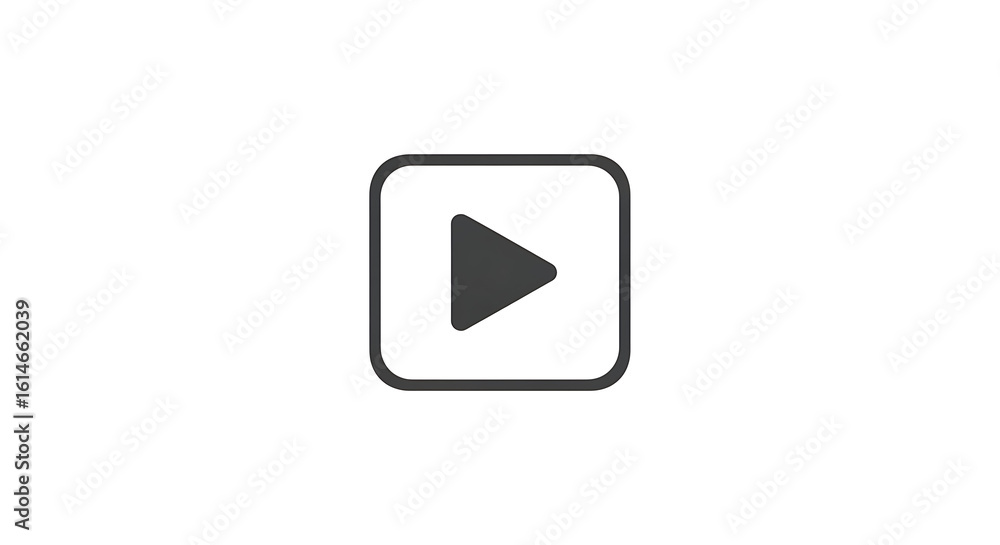 Aufkleber a simple graphic of a play button inside a rounded square on a plain white background image view