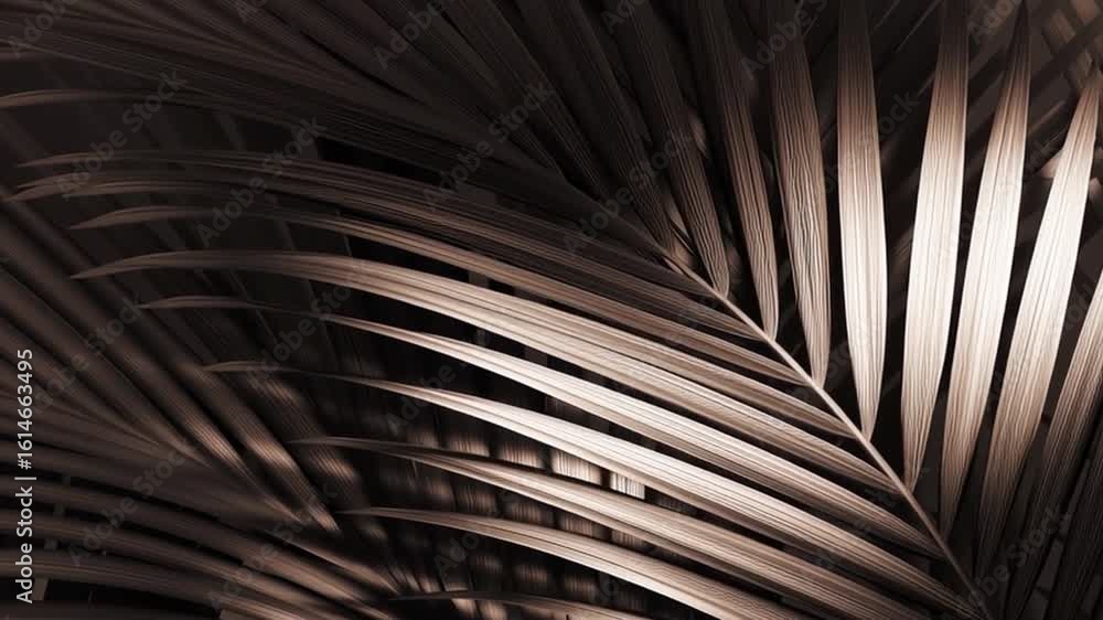 Poster close-up of elegant palm leaves showcasing intricate patterns and textures in soft lighting