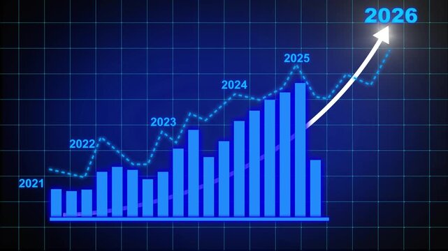 Business growth concept in allusive graph chart showing marketing sales profit increasing to future target . Excellent financial status of corporate business rise up by yearly, Hologram, graph line.