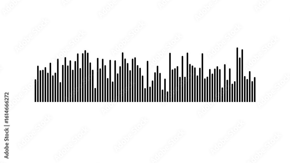 Poster stereo waveform rhythmic pulsating to the beat and melody, white audio recording studio digital grap