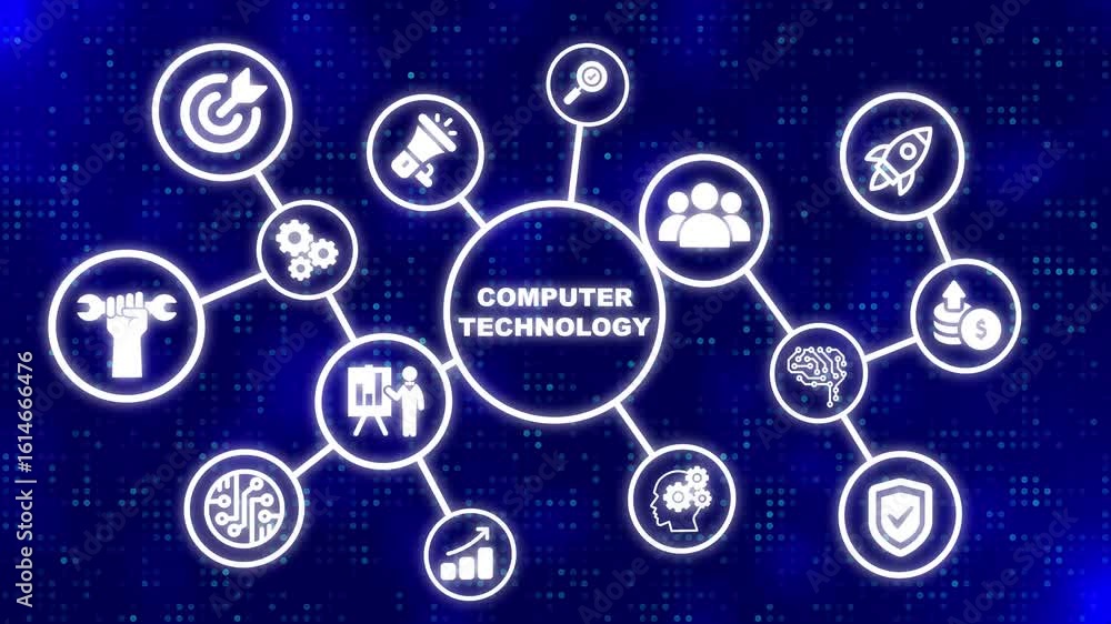 Aufkleber it consultant presenting tag cloud about information technology. abstract technology lighting dot ba