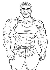 Muscular Bodybuilder Smiling