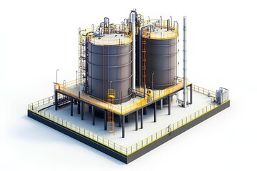 Oil refinery on a white background. 3d rendering.
