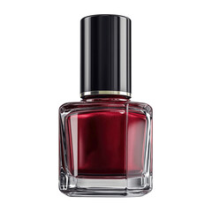 Elegant Red Nail Polish Bottle Isolated on Green