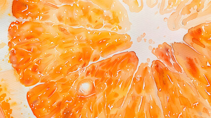 close-up watercolor painting of a juicy orange