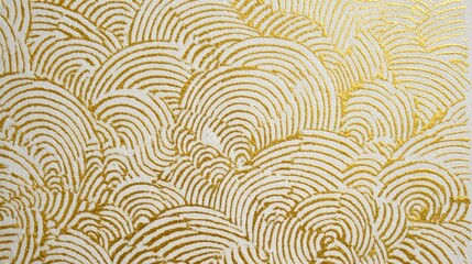Fototapeta premium Intricate golden wave patterns flow across a white surface, creating a luxurious and modern aesthetic ideal for home decoration or creative projects.