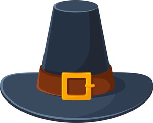 Cartoon Thanksgiving Day symbol of pilgrim hat for autumn holiday, vector icon. Happy Thanksgiving Day symbol for greeting card or cartoon decoration for dinner celebration of national holiday
