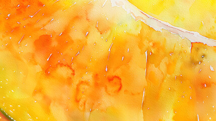 close-up watercolor painting of a ripe mango