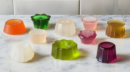 Colorful translucent jellies dessert variety