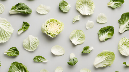 Creative arrangement of cabbage leaves