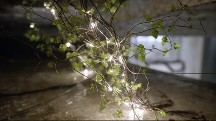 Enchanting Vines Adorned with Twinkling Fairy Lights, Creating a Magical and Whimsical Ambiance, Perfect for Adding a Touch of Wonder and Charm to Any Project