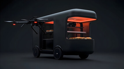 Dark gray futuristic food delivery vehicle