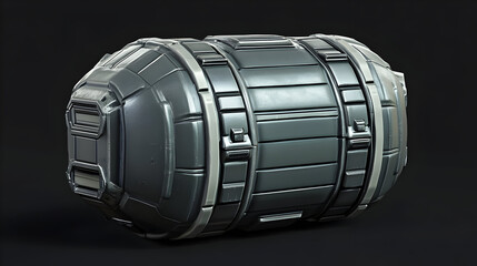 Dark gray futuristic cylindrical container