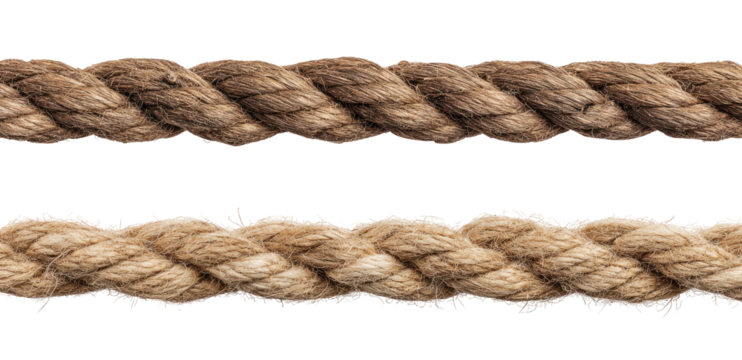 Two parallel strands of natural rope