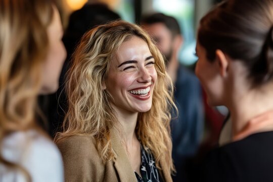 Office social gathering person people happy.