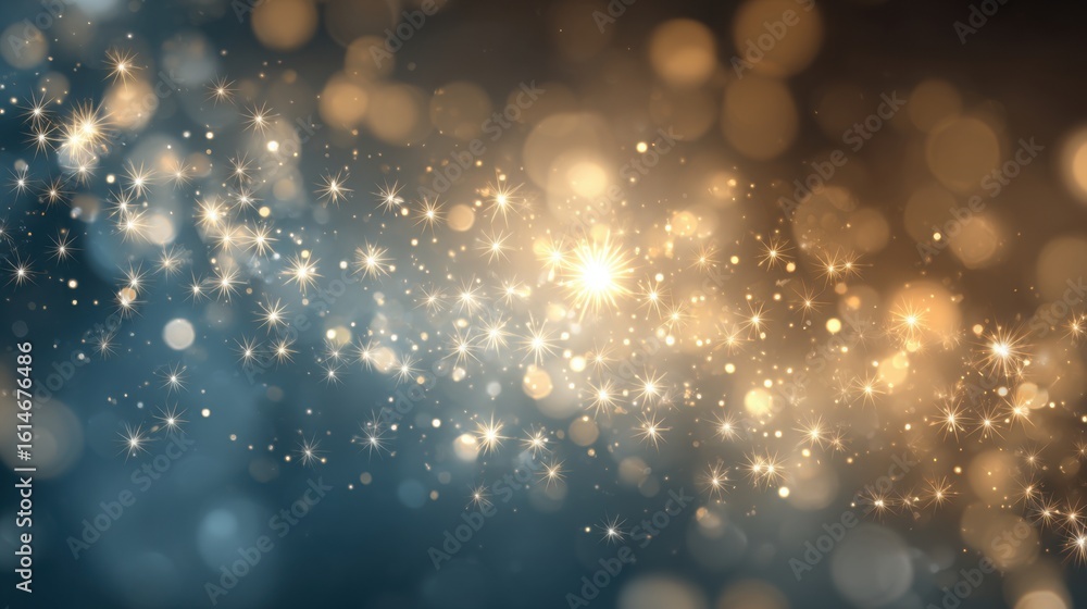 Poster glistening lights twinkle in various hues, creating a captivating visual display in a darkened backg