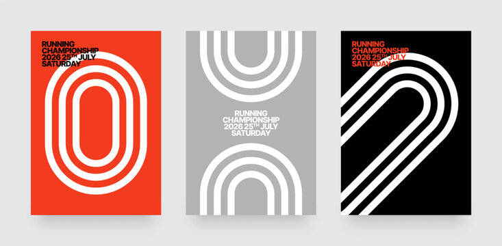 Layout with running track for sports event, competition or championship. Template for background, poster or cover.