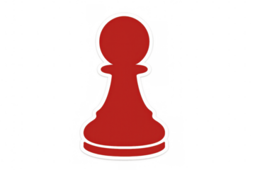 Red pawn chess piece standing on transparent background