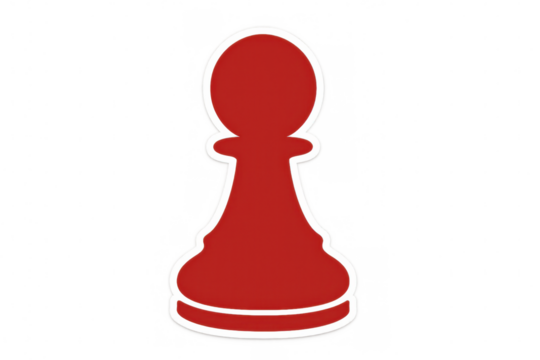 Red pawn chess piece standing on transparent background
