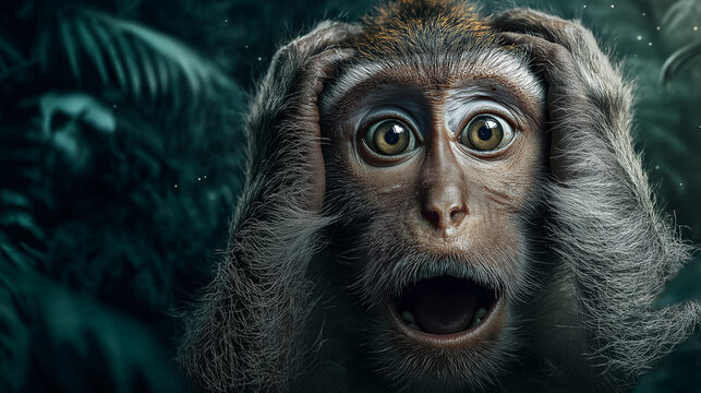 Funny Cute Monkey Pet Shocked Expression Animal Fearful Wild Reaction