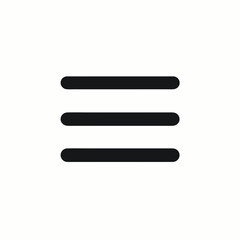 Graphic design element consisting of three horizontal black lines on a white background, representing a menu or navigation icon in a minimalist style.