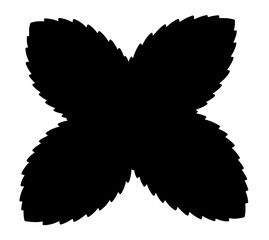 Beautiful and professional set of four leaves black silhouettes isolated on white background
