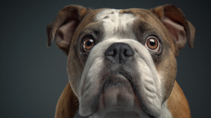 Fototapeta premium Funny Portrait of a Cute Bulldog Pet with Expressive Eyes Animal Friend