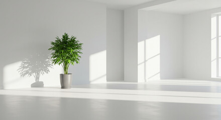 Modern empty room with sunlight