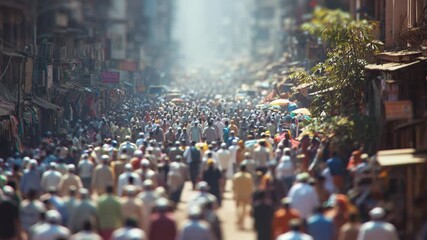 Crowd of people walking street - Powered by Adobe