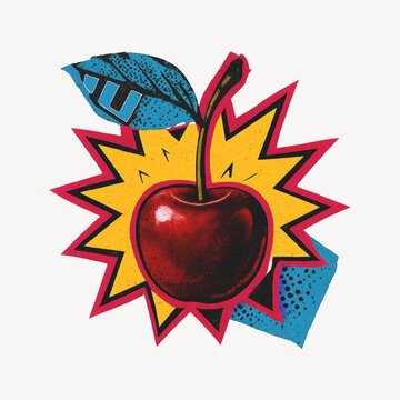 Fototapeta Vibrant pop art cherry illustration.
