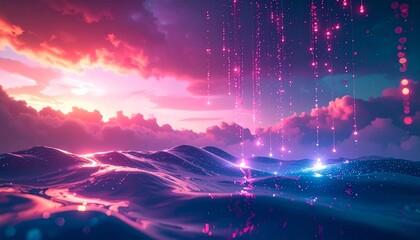 Quantum Data Flow, Tech Background. Future technology digital abstract background concept. 3d rendering