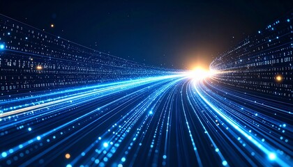 Quantum Data Flow, Tech Background. Future technology digital abstract background concept. 3d rendering