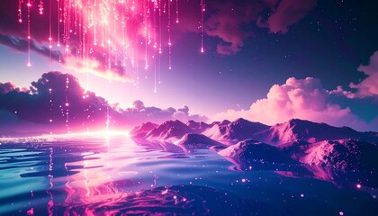 Quantum Data Flow, Tech Background. Future technology digital abstract background concept. 3d rendering
