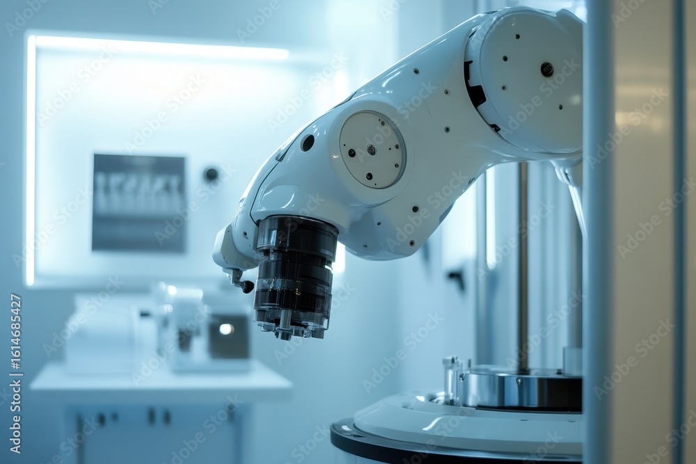 Aufkleber closeup view of a robot arm working diligently in a high-tech laboratory environment, a close-up of 