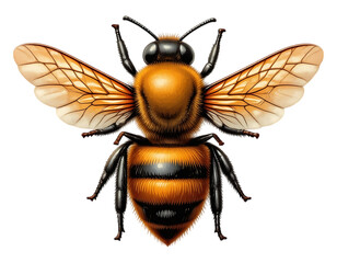 Fototapeta premium Detailed Illustration of a Honey Bee with Transparent Background