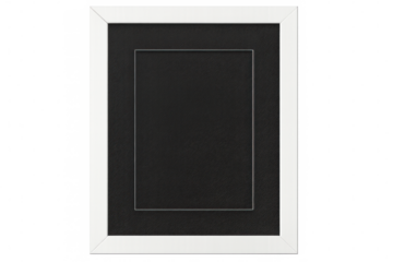 White frame with black passepartout showing empty space on transparent background