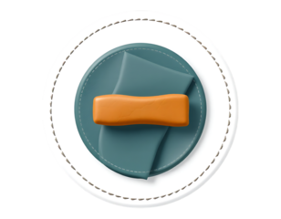 Stylized Sushi Plate with Chopsticks and Napkin