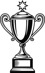 Vintage Black and White Trophy Cup with Star Topper