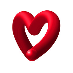 3D red heart doodle illustration png icon