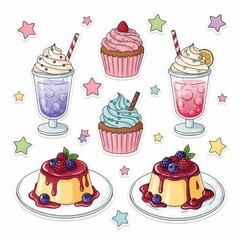 Cute Kawaii Food and Drink Sticker Set