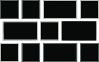 Frames Collage of Various Sizes with Gray Borders on a White Background