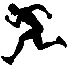 Running Man Silhouette Vector Illustration, Sport Athlete Jogger Icon, Isolated on White, EPS Format for Health and Fitness Design